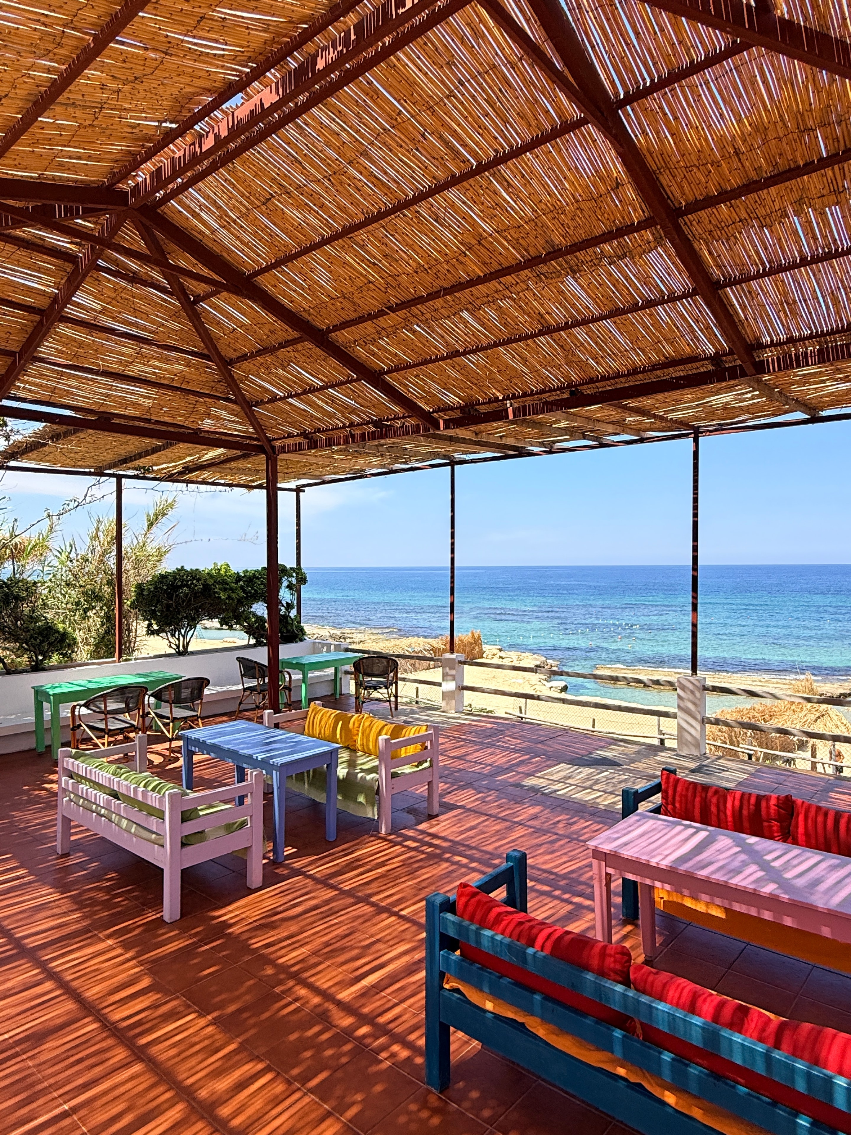 Side B Beach Club lounge area by the Mediterranean